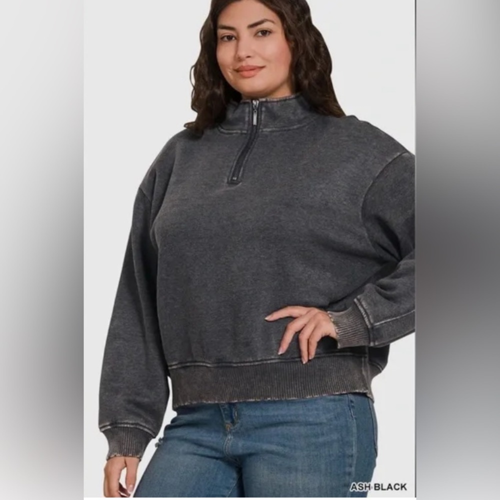 Women's Charcoal Gray Pullover Top - Picture 2 of 3
